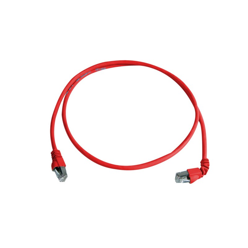 Telegärtner Patchkabel CAT6A, 1x90Grad gedreht, 2m, Rot, 500MHz, S-STP(S/FTP), halogenfrei - 169643 - 1