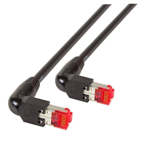 Patchkabel RJ45-gewinkelt, CAT6A, 1000Mhz, 1.0m schwarz, PIMF(S-FTP(SF/UTP)), Draka, - 195471 - 1