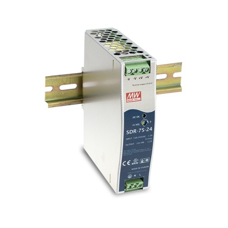Mean Well power supply - 48V 75W DIN rail, narrow - 140523 - 1