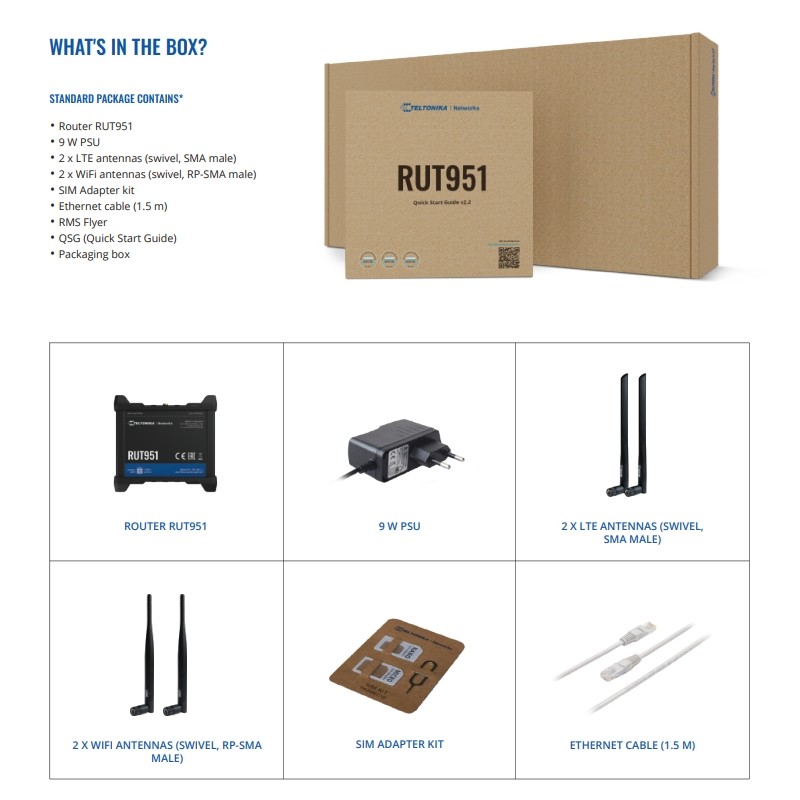 Teltonika · Router · RUT951 · LTE Modem Router/WLAN · DUAL SIM - 208407 - 6