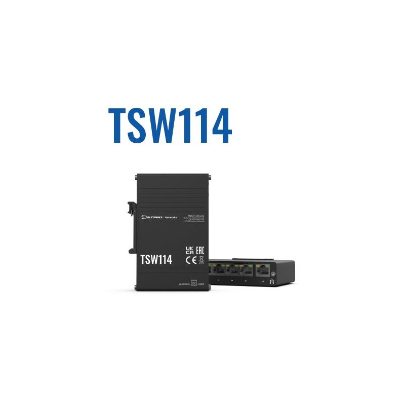 Teltonika · Switch · TSW114 · 5 Port Gigabit Industrial unmanaged Switch DIN RAIL - 215819 - 1