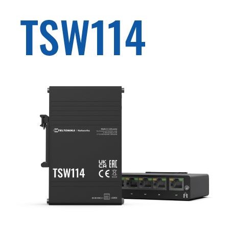 Teltonika · Switch · TSW114 · 5 Port Gigabit Industrial unmanaged Switch DIN RAIL - 215819 - 1