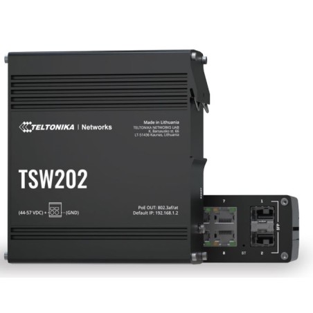 Teltonika · Switch · TSW202 · 8 Port Gigabit Industrial managed PoE+ Switch, 2 SFP - 222117 - 1