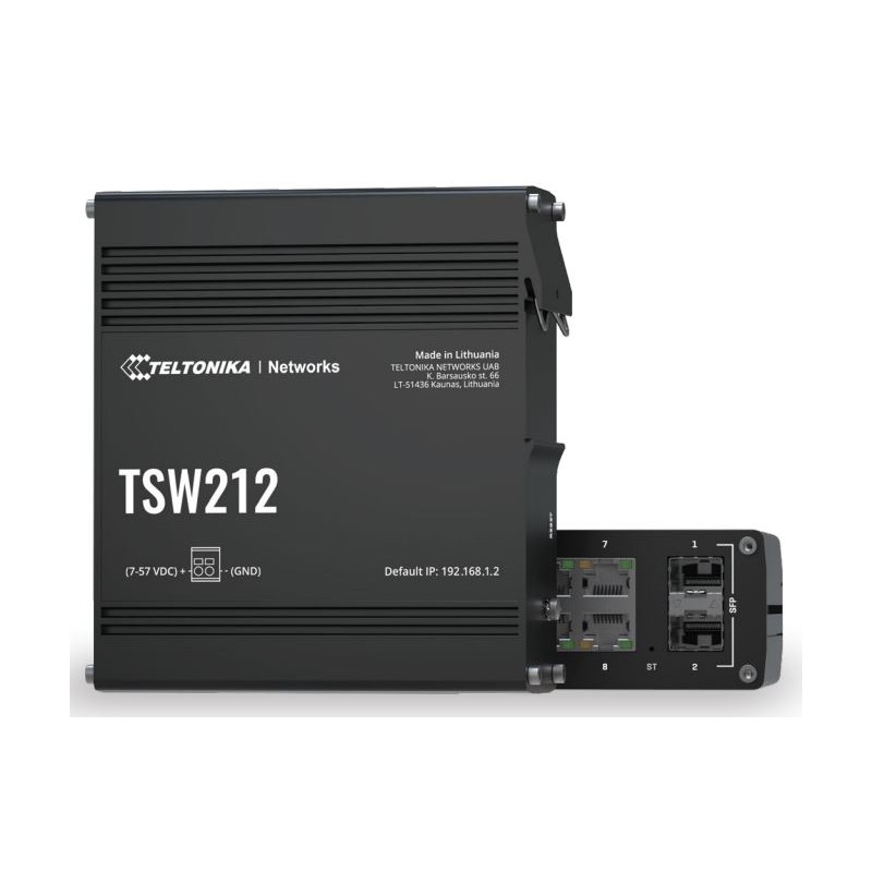 Teltonika · Switch · TSW212 · 8 Port Gigabit Industrial managed Switch, 2 SFP - 222118 - 1