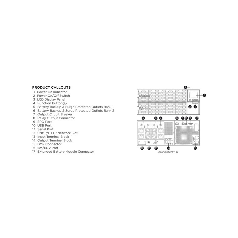 CyberPower USV, OL Tower/19"-Serie, 8000VA/8000W, 4HE, On-Line, LCD, USB/RS232, ext. Runtime, Inkl. RMCARD205, - 214176 - 4