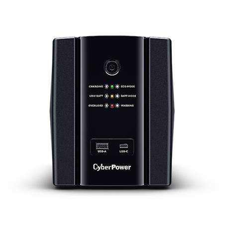 CyberPower UPS, UT series, 1500VA/900W, line-interactive, USB, output: 4x protective contact sockets, USB A+C charger - 215200 -