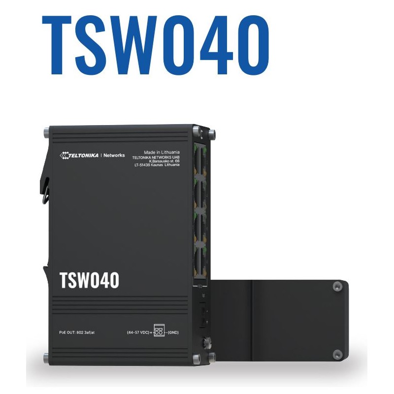 Teltonika · Switch · TSW040 8 Port 10/100 PoE + Industrial unmanaged Switch - 231148 - 1