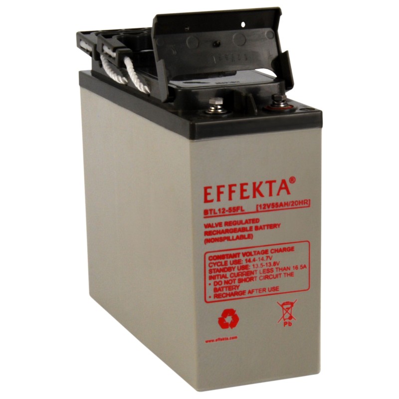 Effekta zbh. Akku 12V/ 55Ah, 10-Jahresbatterien, M6 Schraubanschluss, Kontaktfläche Ø 16mm - 217241 - 1