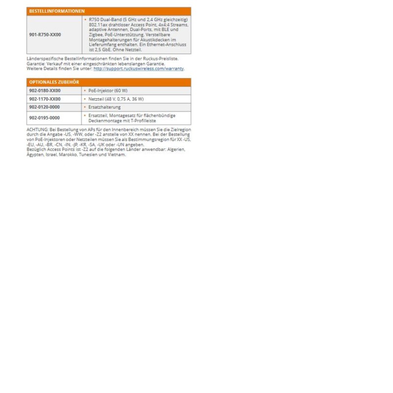 CommScope RUCKUS ZoneFlex R750 / Indoor / 512 Clients / AC WAVE 2 / BeamFlex+ / unleashed Version - 189263 - 4