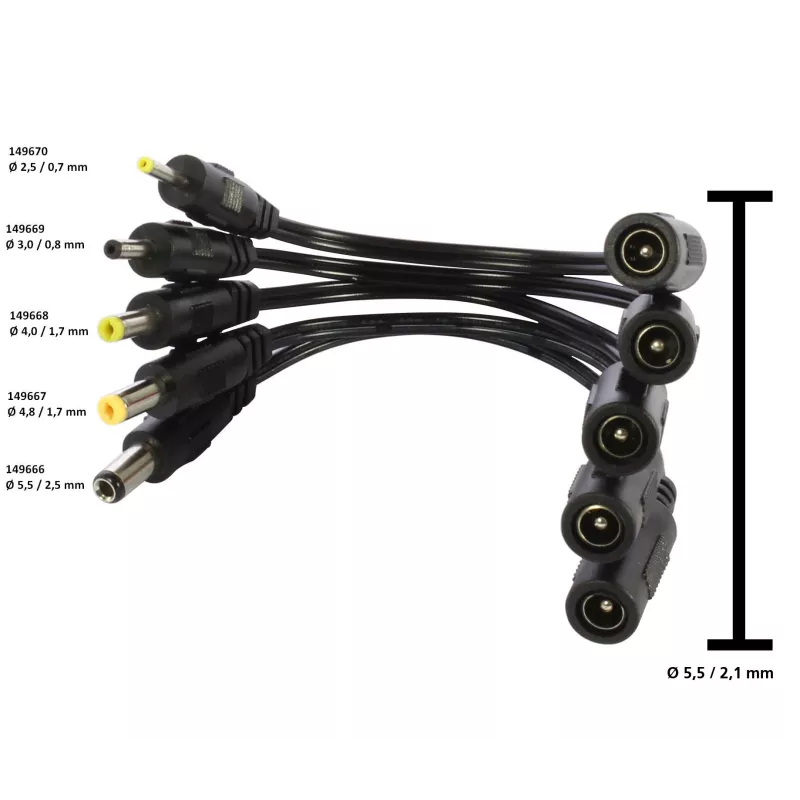 ALLNET Ersatznetzteil zbh. Hohlbuchse - Hohlstecker Adapter 5,5/2,1mm - 2,5/0,7mm - 149670 - 1