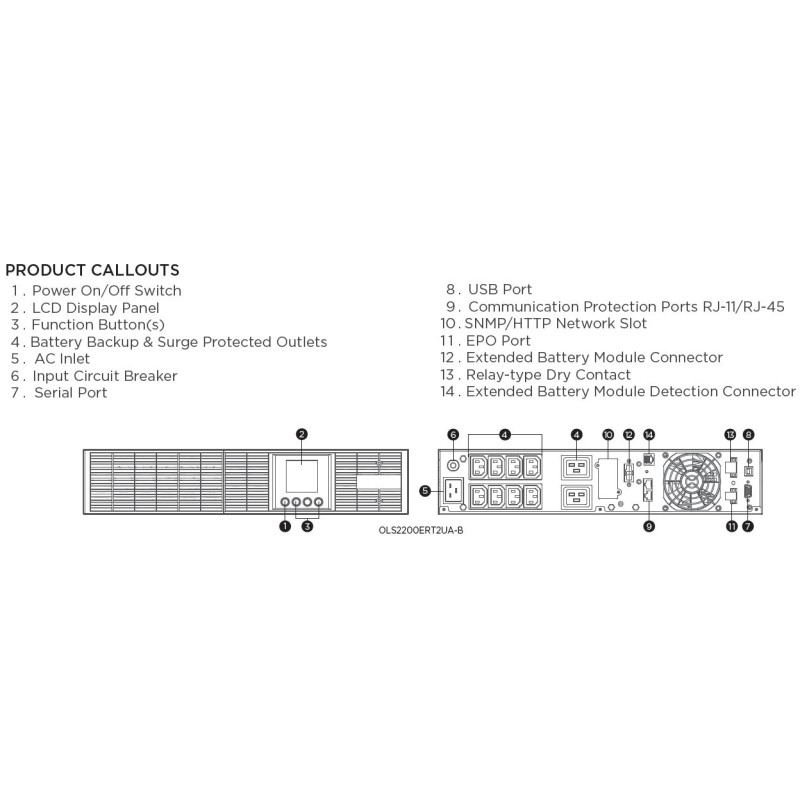 CyberPower USV, OLS Tower/19"-Serie, 2200VA/1980W, 2HE, On-Line, LCD, USB/RS232, - 228537 - 4