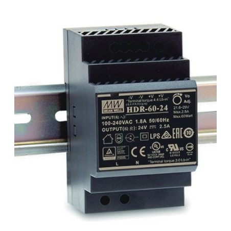 Mean Well power supply - 12V 60W DIN rail - 166188 - 1