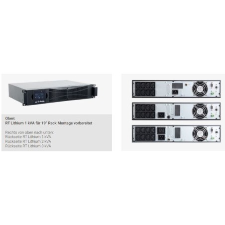 Effekta USV Serie RT LithiumRack-Tower, Online Dauerwandler, Sinus-Ausgang, RS232 + USB, schwarzRT Lithium 2000 2000VA 2000WATT 