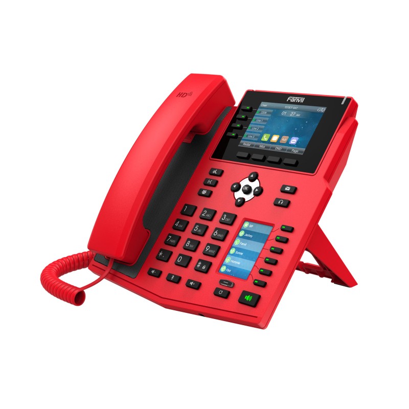 Fanvil X5U-R, Red Phones for Hospitality, Fire Station etc. solution High-end business phone with Gigabit / SIP / POE / Gigabit