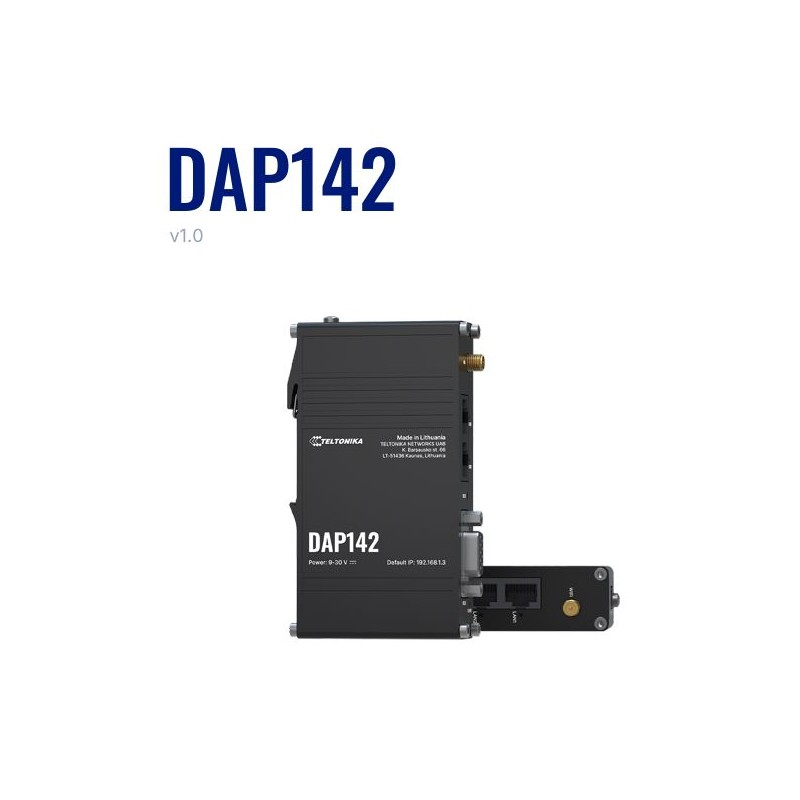 Teltonika · Accesspoint · DAP142 · 2x1 · Wi-Fi 4 · 300Mbit · 2x 10/100 · DIN Rail · RS232 - 240490 - 1