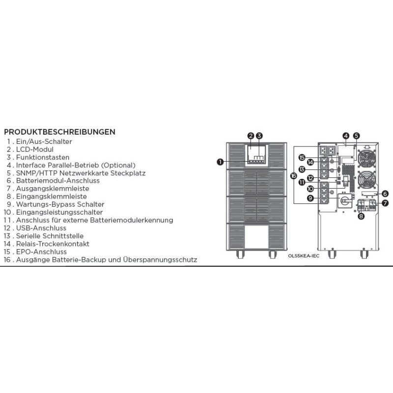 CyberPower UPS, OLS Tower Series, 5000VA/4800W, On-Line, LCD, USB/RS232, 1-phase - 242275 - 3