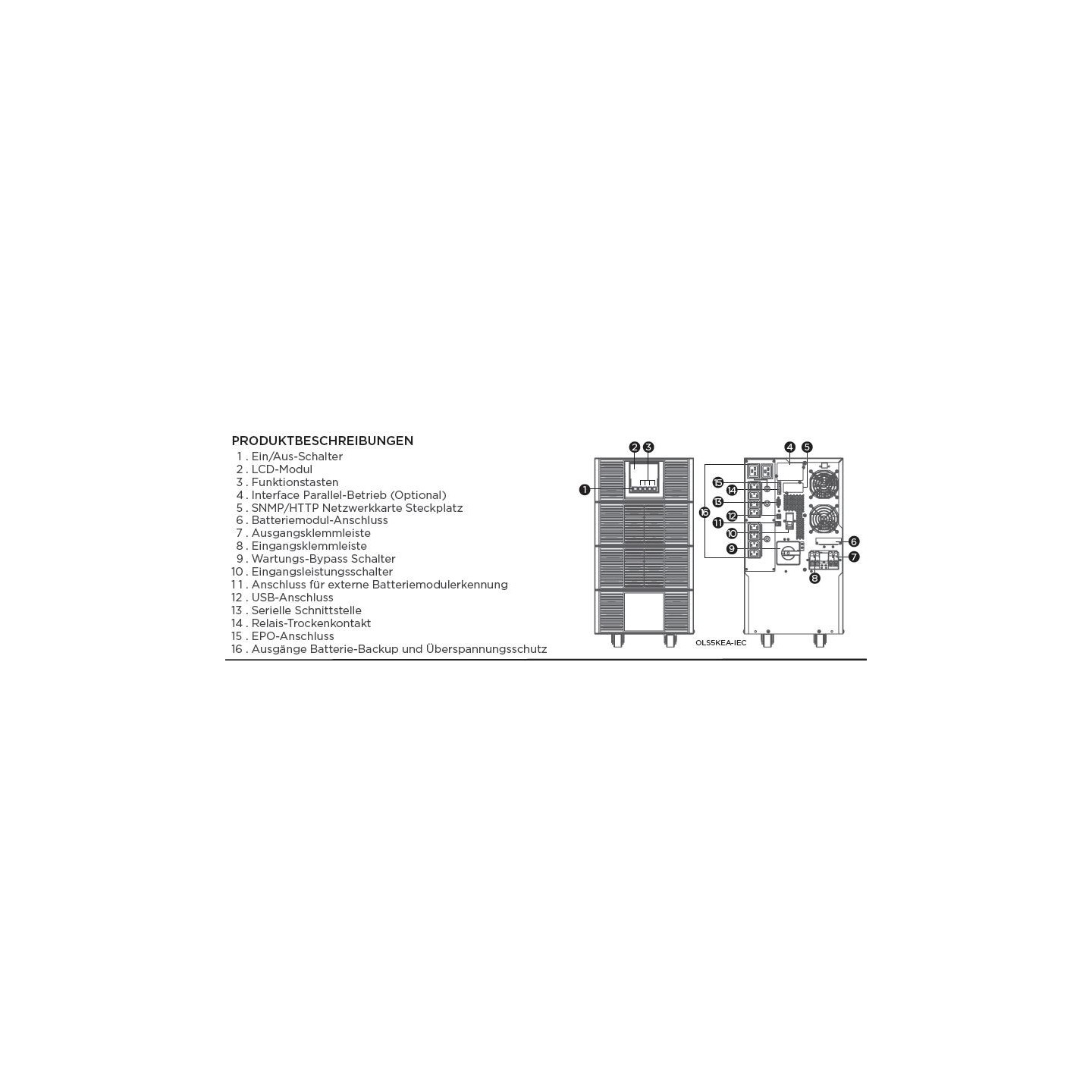 CyberPower USV, OLS Tower-Serie, 5000VA/4800W, On-Line, LCD, USB/RS232, 1-phasig - 242275 - 3