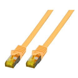 Patchkabel RJ45, CAT6A 500Mhz, 0.15m, gelb, S-STP(S/FTP), LSZH, mit Cat.7 Rohkabel, - 206067 - 1