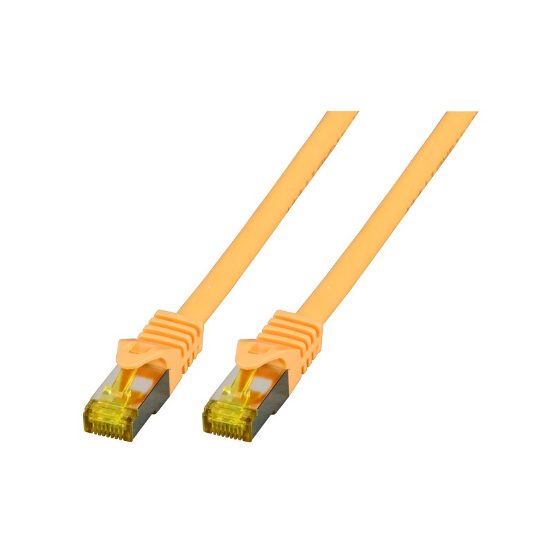 Patchkabel RJ45, CAT6A 500Mhz, 0.15m, gelb, S-STP(S/FTP), LSZH, mit Cat.7 Rohkabel, - 206067 - 1
