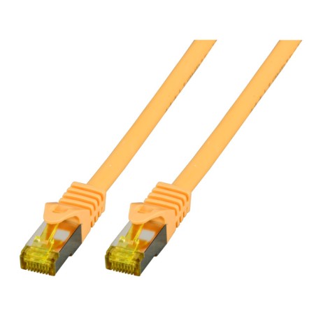 Patchkabel RJ45, CAT6A 500Mhz, 0.15m, gelb, S-STP(S/FTP), LSZH, mit Cat.7 Rohkabel, - 206067 - 1