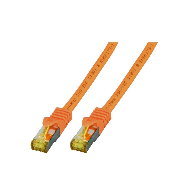 Patchkabel RJ45, CAT6A 500Mhz, 0.15m, orange, S-STP(S/FTP), LSZH, mit Cat.7 Rohkabel, - 206069 - 1