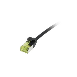 Patchkabel RJ45, CAT6A 500Mhz, 0.5m, schwarz, U/FTP, slimline rund d 3,8mm, TPE/LSZH(Superflex), AWG32, mit CAT7 Rohkabel, Syner