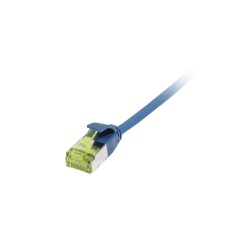 Patchkabel RJ45, CAT6A 500Mhz, 0.5m, blau, U/FTP, slimline rund d 3,8mm, TPE/LSZH(Superflex), AWG32, mit CAT7 Rohkabel, Synergy 