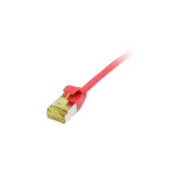 Patchkabel RJ45, CAT6A 500Mhz, 0.15m, rot, U/FTP, slimline rund d 3,8mm, TPE/LSZH(Superflex), AWG32, mit CAT7 Rohkabel, Synergy 