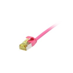 Patchkabel RJ45, CAT6A 500Mhz, 7.5m, magenta, U/FTP, slimline rund d 3,8mm, TPE/LSZH(Superflex), AWG32, mit CAT7 Rohkabel, Syner