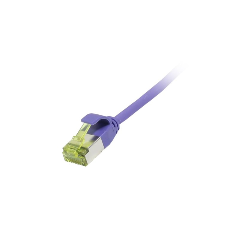 Patchkabel RJ45, CAT6A 500Mhz, 0.15m, lila, U/FTP, slimline rund d 3,8mm, TPE/LSZH(Superflex), AWG32, mit CAT7 Rohkabel, Synergy