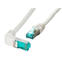 Patchkabel RJ45, CAT6A 500Mhz, 5m, grau, S-STP(S/FTP), LSZH, einseitig 90Grad gewinkelt - 211916 - 1