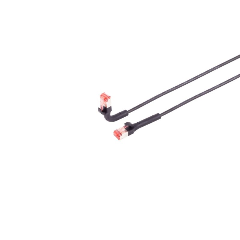 Patchkabel RJ45, CAT6A 500Mhz, 2m, schwarz, U-STP(U/FTP), TPE, biegbare Stecker 90Grade - 222654 - 1