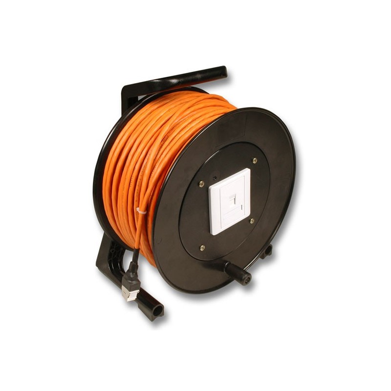 Kabeltrommel, CAT6A, 90m, S-STP(S/FTP), mit Buchsen RJ45, - 61303 - 1