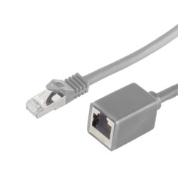 Patchkabel RJ45, CAT6 250Mhz, 0,5m grau, S-STP(S/FTP), LSZH, Stecker/Buchse(Verlängerung) - 140051 - 1