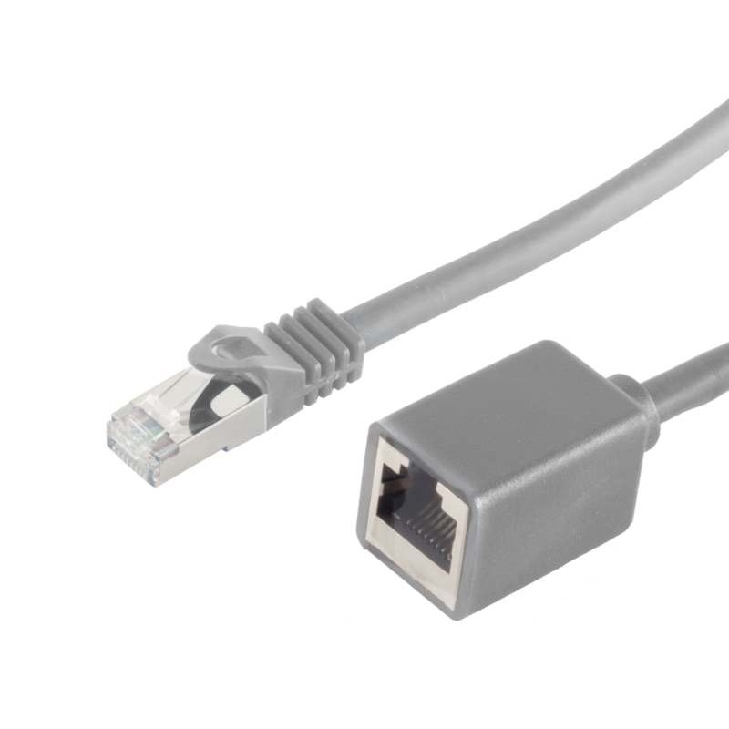 Patchkabel RJ45, CAT6 250Mhz, 0,5m grau, S-STP(S/FTP), LSZH, Stecker/Buchse(Verlängerung) - 140051 - 1