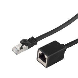 Patchkabel RJ45, CAT6 250Mhz, 0,5m schwarz, S-STP(S/FTP), LSZH, Stecker/Buchse(Verlängerung) - 140052 - 1