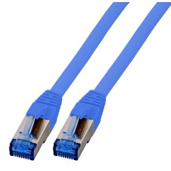 Patchkabel RJ45, CAT6A 500Mhz, 0.15m, blau, S-STP(S/FTP), TPE(Superflex), mit Cat.7 Rohkabel, - 157063 - 1