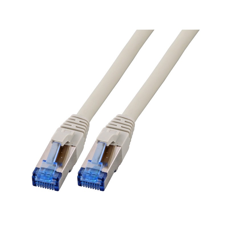 Patchkabel RJ45, CAT6A 500Mhz, 0.15m, grau, S-STP(S/FTP), TPE(Superflex), mit Cat.7 Rohkabel, - 157139 - 1