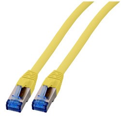 Patchkabel RJ45, CAT6A 500Mhz, 0.15m, gelb, S-STP(S/FTP), TPE(Superflex), mit Cat.7 Rohkabel, - 157274 - 1