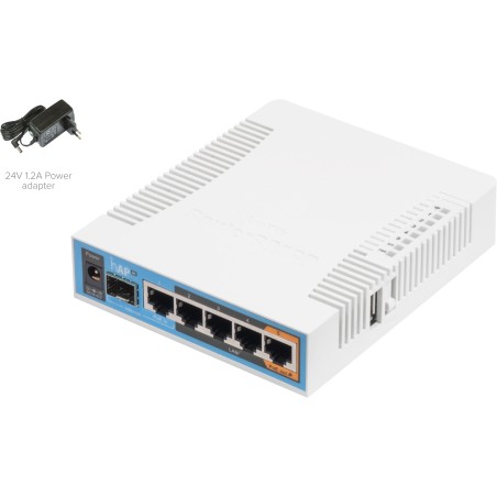 MikroTik AC Access Point RB962UiGS-5HacT2HnT, hap AC, 2.4/5 GHz, 5x Gigabit, 1x SFP, USB - 128501 - 1