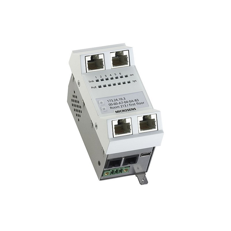 Microsens Installationswitch GBE 6 Port, vert.. Einbau, 5xRJ45, 1xSC duplex, PoE+, MS440211PM-48G6+ - 110915 - 1