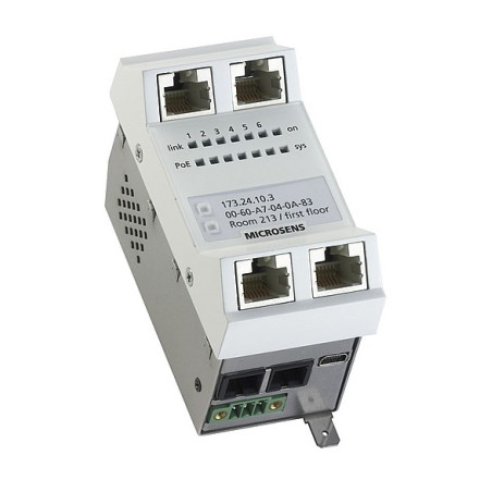 Microsens Installationswitch GBE 6 Port, vert.. Einbau, 5xRJ45, 1xSC duplex, PoE+, MS440211PM-48G6+ - 110915 - 1