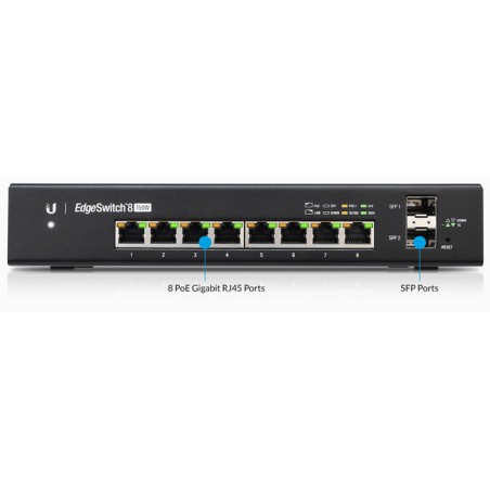 Ubiquiti EdgeSwitch 8 / 8 Gigabit RJ45 Ports / 2 SFP Ports / 150W / ES-8-150W - 133248 - 1