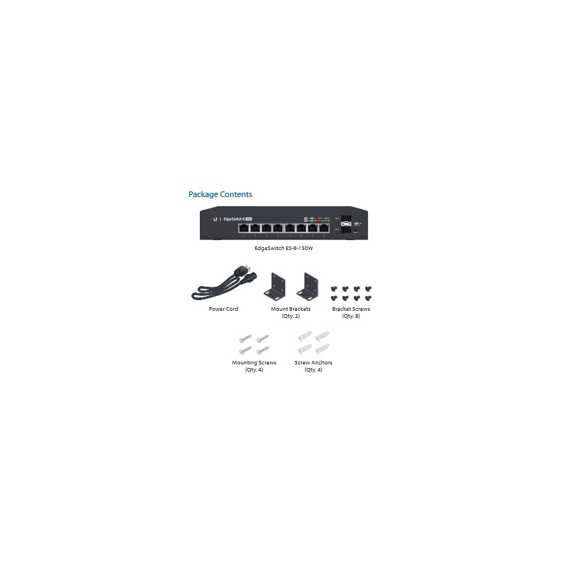 Ubiquiti EdgeSwitch 8 / 8 Gigabit RJ45 Ports / 2 SFP Ports / 150W / ES-8-150W - 133248 - 2