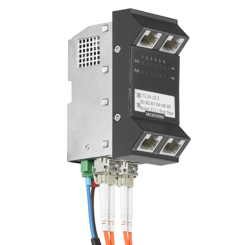 Microsens installation switch GBE 6 port, vert.. installation, 4xRJ45, 2xSFP, PoE+, MS440217PM-48G6 - 134679 - 1