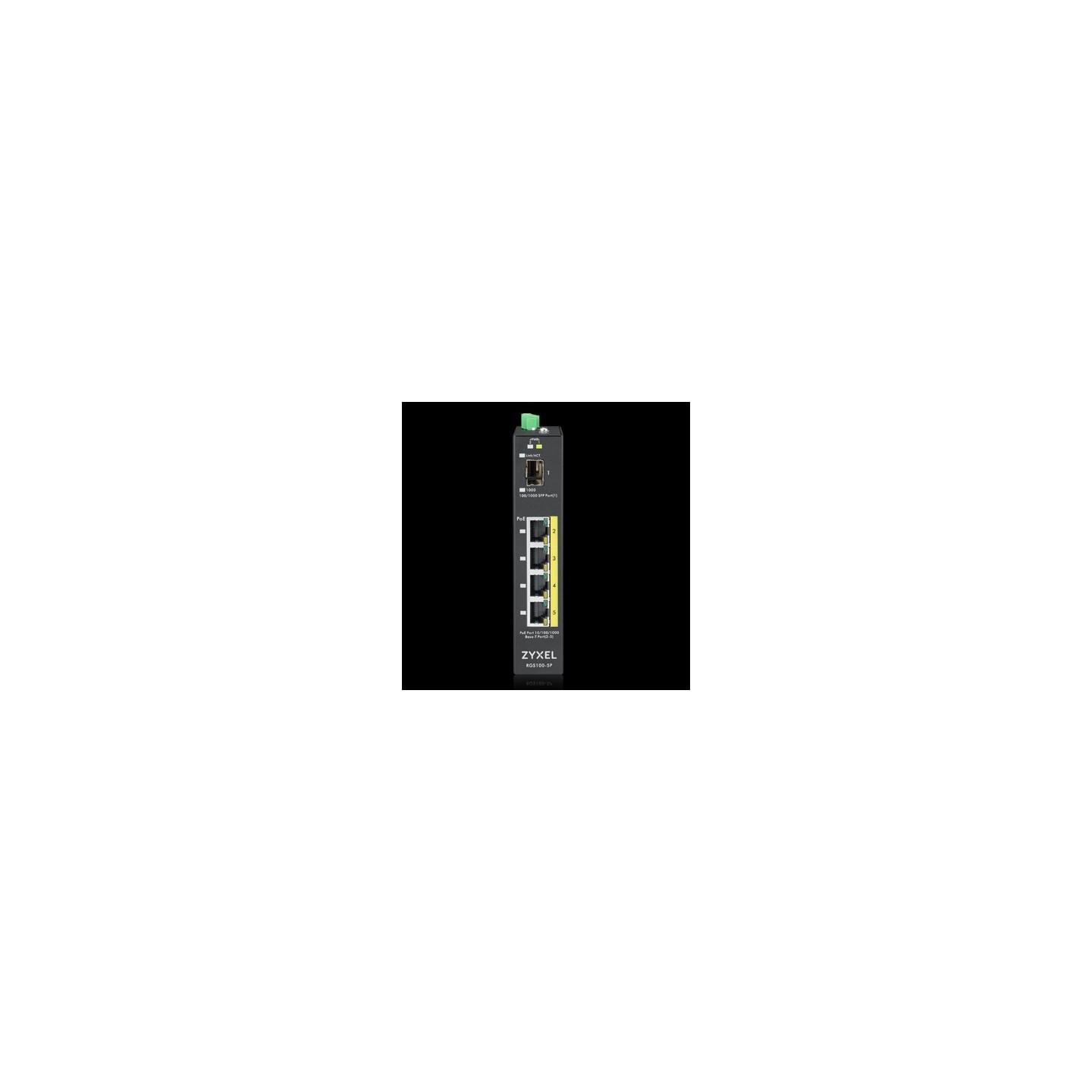 Zyxel Switch unmanaged Layer2 5 Port &bull 4x 1 GbE &bull PoE Budget 120 Watt &bull 4x PoE at &bull 1x SFP &bull Industrial &bul