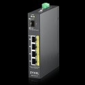 Zyxel Switch unmanaged Layer2 5 Port &bull 4x 1 GbE &bull PoE Budget 120 Watt &bull 4x PoE at &bull 1x SFP &bull Industrial &bul