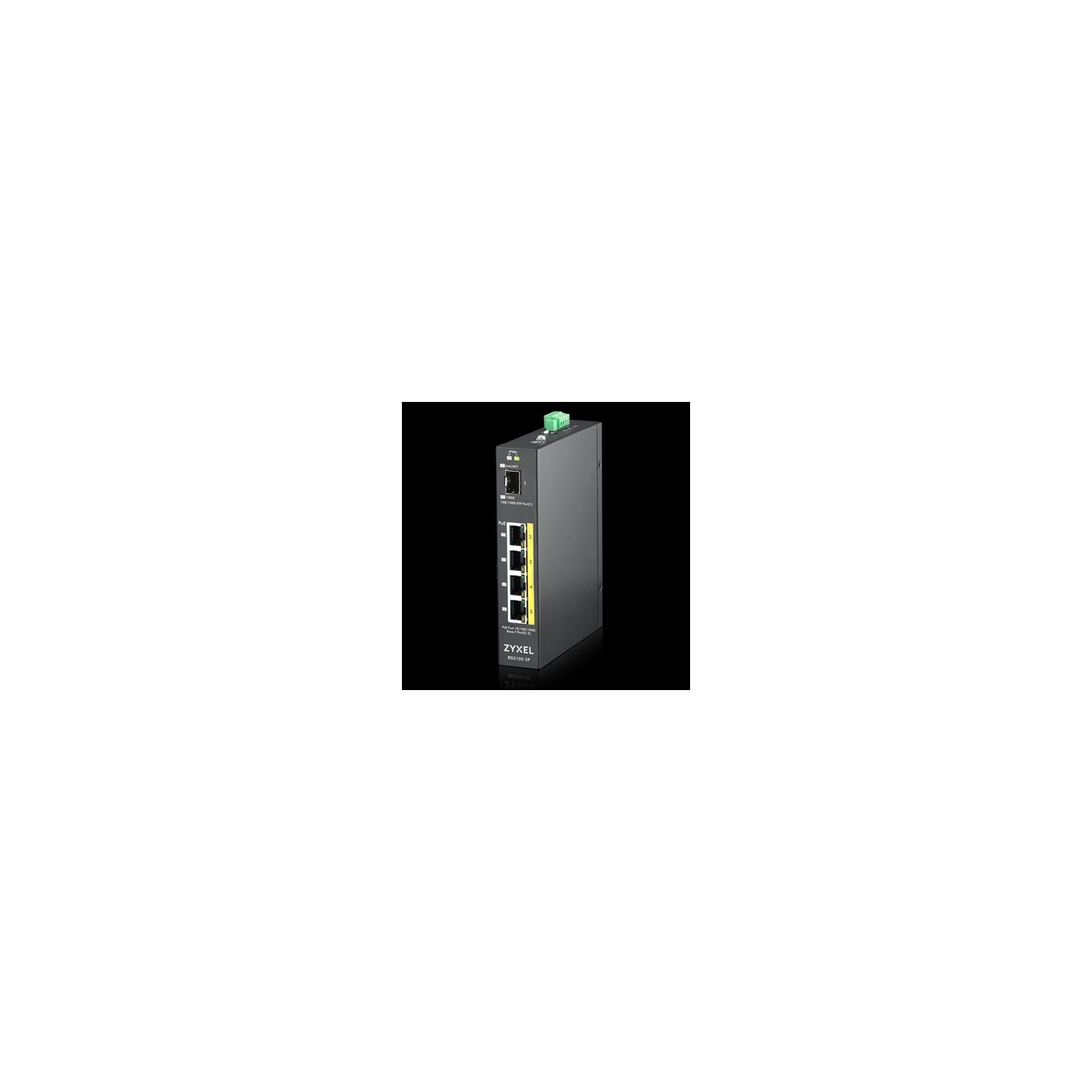Zyxel Switch unmanaged Layer2 5 Port &bull 4x 1 GbE &bull PoE Budget 120 Watt &bull 4x PoE at &bull 1x SFP &bull Industrial &bul