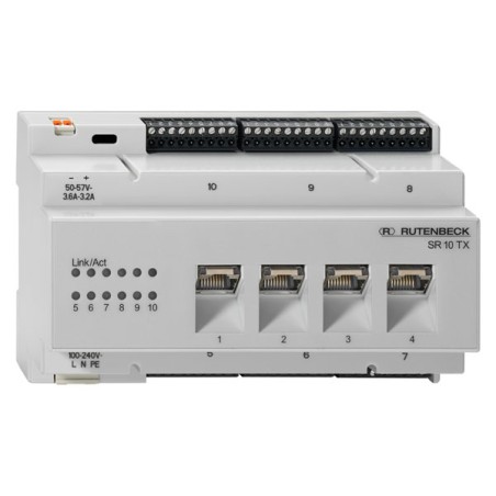 Rutenbeck Switch für REG/DIN-Montage, 10x 10/100/1000M(4x RJ45), SR 10TX GB PoE, - 140347 - 1