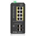 Zyxel Switch unmanaged Layer2 12 Port &bull 8x 1 GbE &bull PoE Budget 240 Watt &bull 8x PoE at &bull 4x SFP &bull Industrial &bu